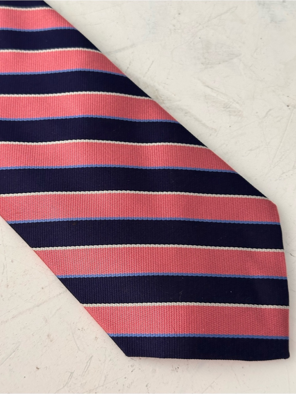 BROOKS BROTHERS PINK NAVY STRIPED SILK TIE CLASSIC LENGTH